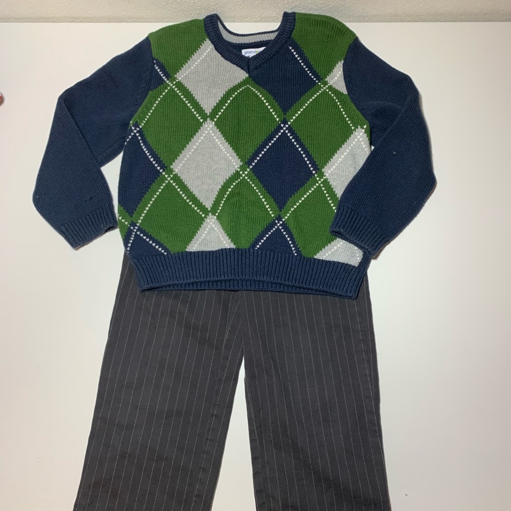 Greendog Argyle Sweater With Pinstripe pants